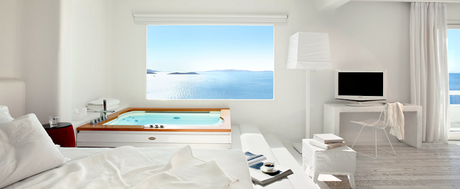 Chambre avec jacuzzi hôtel Cavo-Tagoo Mykonos via Nat et nature Le plus bel hôtel de Mykonos ?