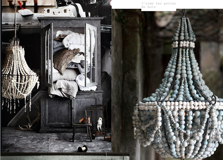 Lustres et perles de bois