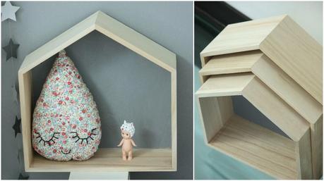 Des petites étagères en forme de maison chez Ma caisse à jouets