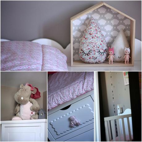 Déco chambre d'enfant dans les tons de taupe et rose