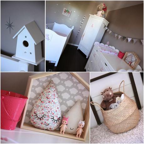 Déco chambre d'enfant dans les tons de taupe et rose