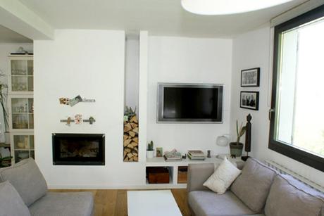 Visite déco : Une jolie petite maison rénovée dans le sud de la France renovation_maison_cheminee_encastree