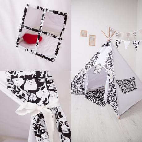 tipi pour chambre d'enfant animaux noir et blanc animal.