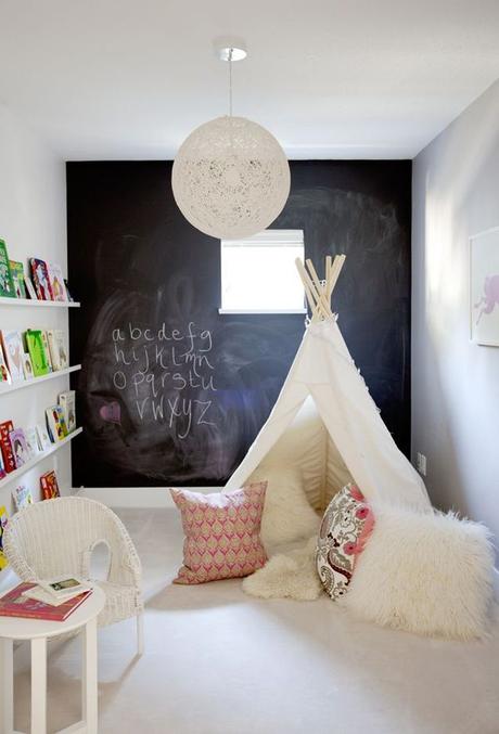 inspiration chambre enfant romantique lune mur peinture ardoise.