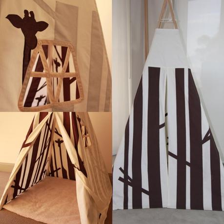 ClemAroundthecorner tipi pour chambre d'enfant girafe savane noir et blanc.