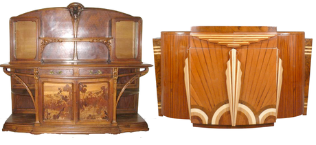 Meuble buffet Différence entre art nouveau et art déco.