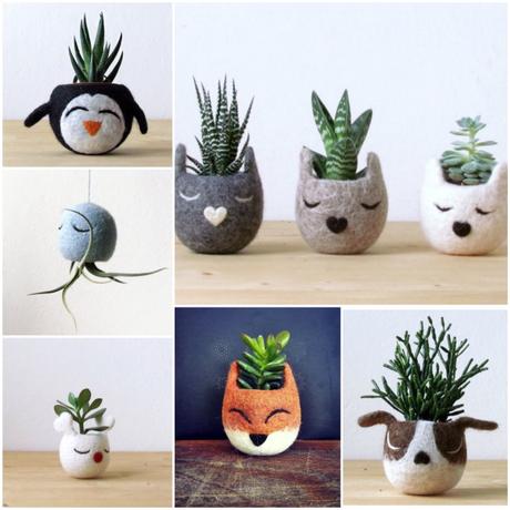 Cache pot animal en feutrine