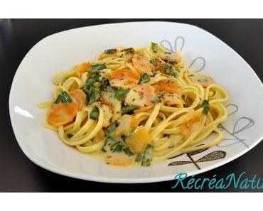 Linguine Façon One Pot Pasta Curry, Carottes, Oignons Rocamboles et Lait de Coco