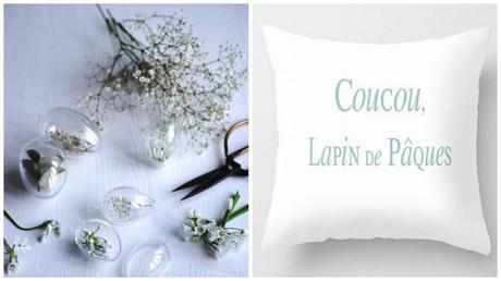 DIY de pâque ! Des oeufs transparent où mettre de jolies flauers et un coussin lapin de pâques 