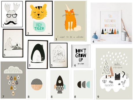 Affiche scandinave pour chambre enfant animaux