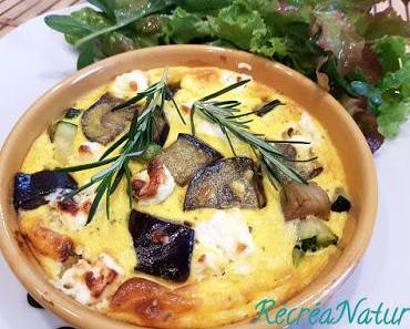 Clafoutis Salé Courgettes, Aubergines, Echalotes, Fêta, parfumé au Romarin du Jardin