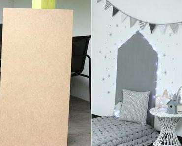 DIY : tête de lit maison peinture effet pailleté