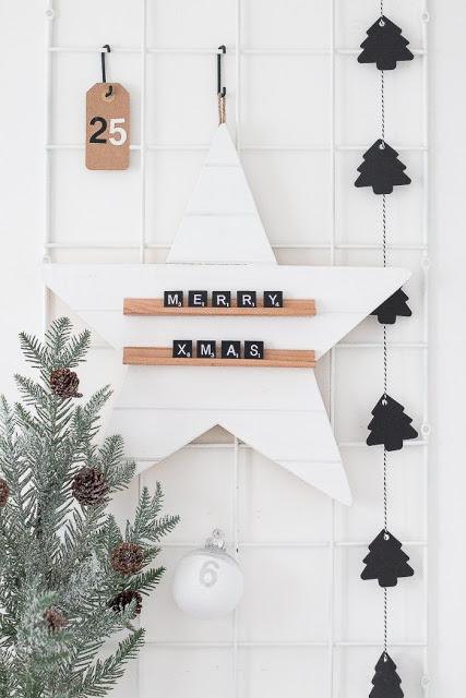 déco Noël Scrabble The Beauty dojo via Nat et nature 10 idées pour une déco de Noël simplissime