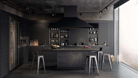 cuisine noir loft industriel decoration