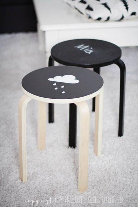 Repeindre un tabouret ikea en pin