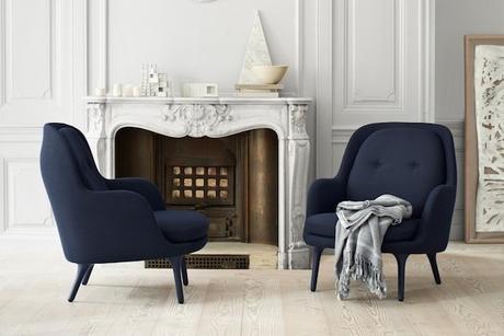 decoration salon bleu marine fauteuil fritz hansen