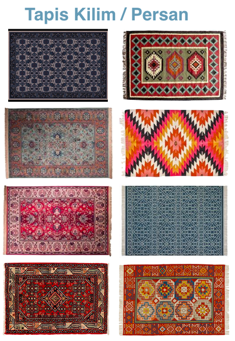 comparaison motif tapis persan et kilim couleurs