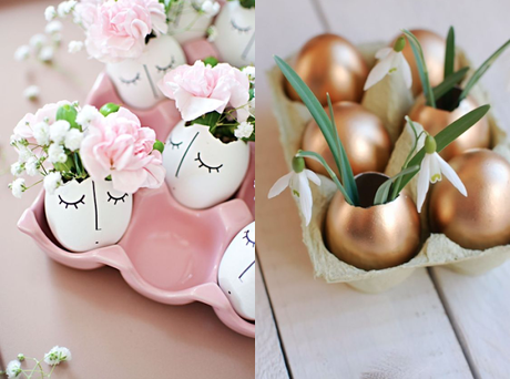 Déco Pâques oeufs avec fleurs via nat et nature Idées déco pour la fête de Pâques