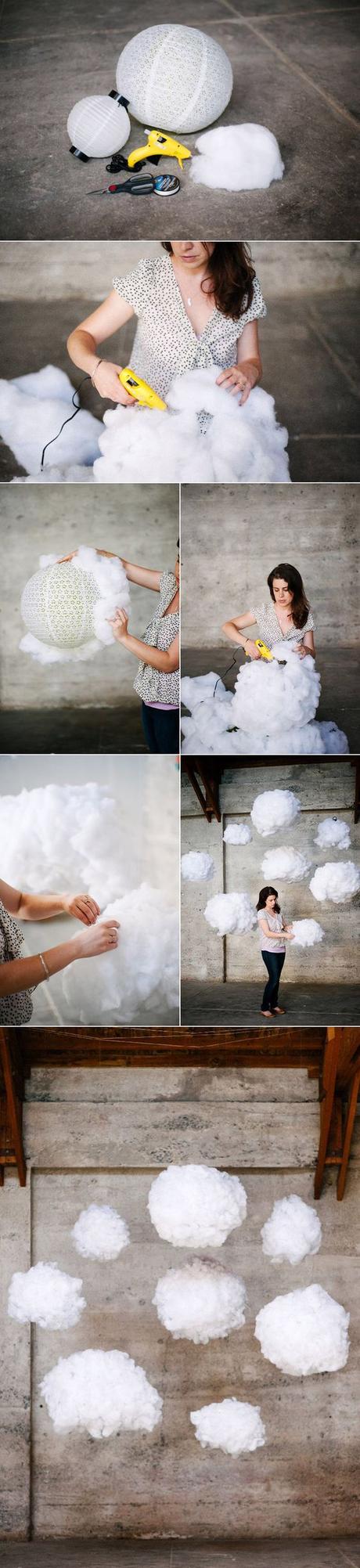 Où trouver une lampe nuage ? suspension luminaire nuage boule colle coton tutoriel