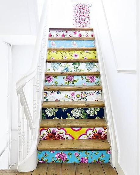 diy escalier décoration bohème
