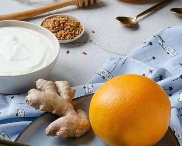 Pamplemousse rôti au miel, gingembre & pralin